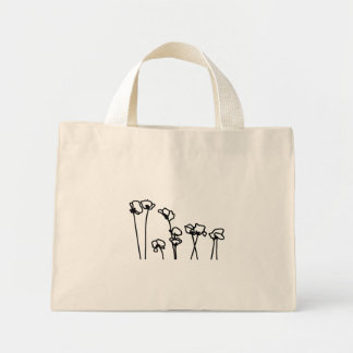 Poppy Boho Chic Minimalistische Kruidenier Canvas  Mini Tote Bag