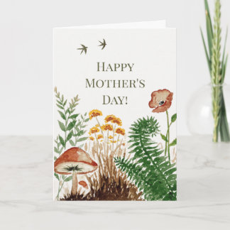 Poppy Botanical Birds Mother's Day Kaart