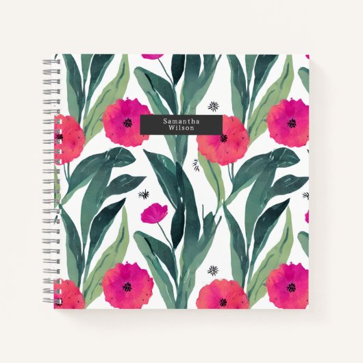 Poppy botanisch patroon notitieboek (Voorkant)