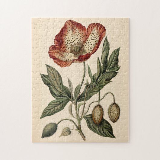  Poppy Botanische Illustratie Legpuzzel (Verticaal)
