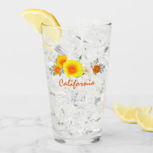 Poppy Bouquet met California Text Glass Cup Glas