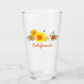 Poppy Bouquet met California Text Glass Cup Glas (Voorkant)