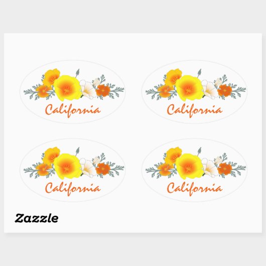 Poppy Bouquet met California Text Sticker (Vel)