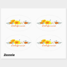 Poppy Bouquet met California Text Sticker