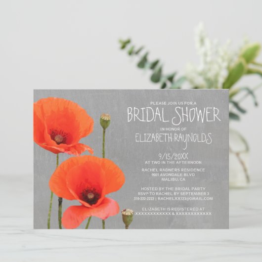 Poppy Bridal Shower Invitations Kaart (Staand voorkant)