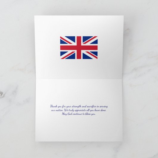 Poppy | Britse veteranen | Union Jack | HERDENKING Bedankkaart (Binnen)