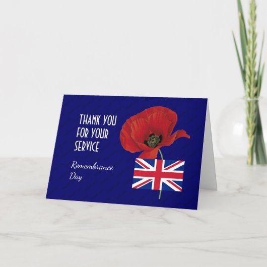 Poppy | Britse veteranen | Union Jack | HERDENKING Bedankkaart (Voorkant)