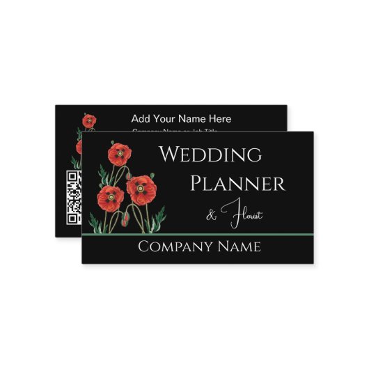 Poppy bruiloft Planner Florist Visitekaartje (Voorkant / Achterkant in situ)