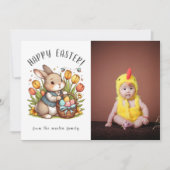 Poppy, Bunny & Paasfoto vakantie Kaart (Voorkant)