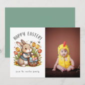 Poppy, Bunny & Paasfoto vakantie Kaart (Voorkant / Achterkant)