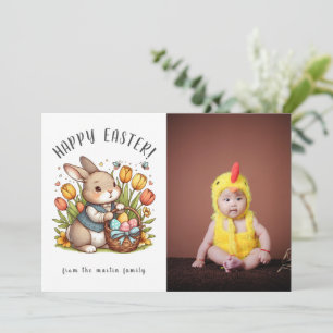 Poppy, Bunny & Paasfoto vakantie Kaart