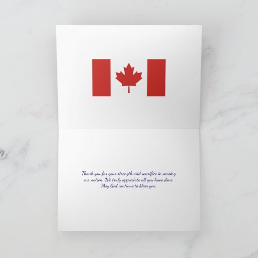 Poppy | CANADA Veterans | HERDENKINGSDAG Bedankkaart (Binnen)