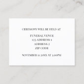 Poppy Celebration of Life Funeral Kaarten Visitekaartje (Achterkant)