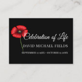 Poppy Celebration of Life Funeral Kaarten Visitekaartje (Voorkant)