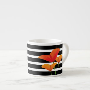 Poppy Chic Zwarte Strepen Monogram Espresso Kop