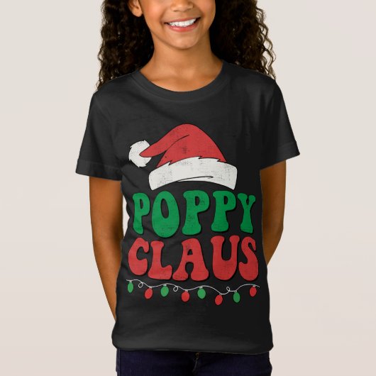 Poppy Claus Kerstmis Lichten Familie Matching T-shirt (Voorkant)