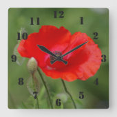 Poppy Clock Vierkante Klok (Voorkant)