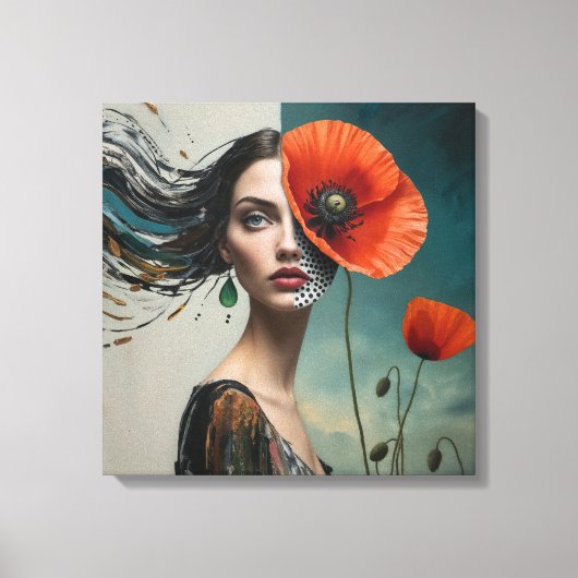 Poppy collage portret canvas afdruk (Voorkant)