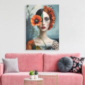 Poppy collage portret canvas afdruk (Insitu (Woonkamer))