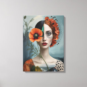 Poppy collage portret canvas afdruk