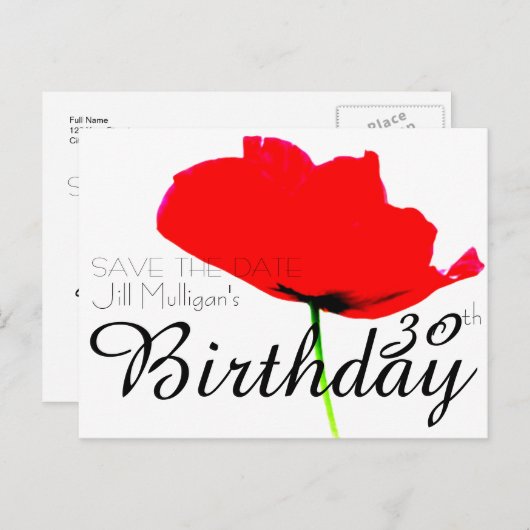 POPPY Collectie 30e verjaardag Bewaar de datum Aankondigingskaart (Voorkant / Achterkant)