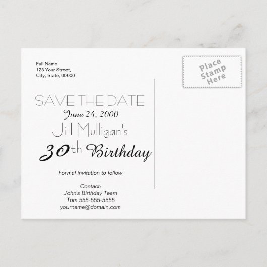 POPPY Collectie 30e verjaardag Bewaar de datum Aankondigingskaart (Achterkant)