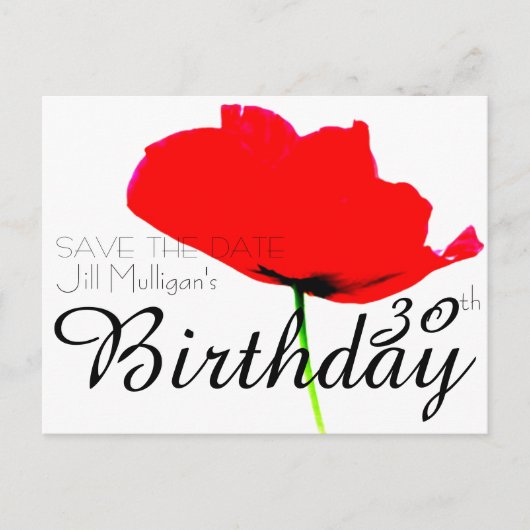 POPPY Collectie 30e verjaardag Bewaar de datum Aankondigingskaart (Voorkant)