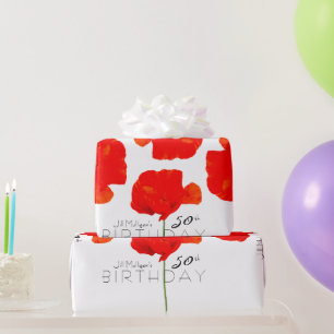 POPPY Collectie 50th Birthday gepersonaliseerde WP Cadeaupapier