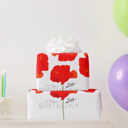 POPPY Collectie 50th Birthday gepersonaliseerde WP Cadeaupapier (Feestgeschenken)