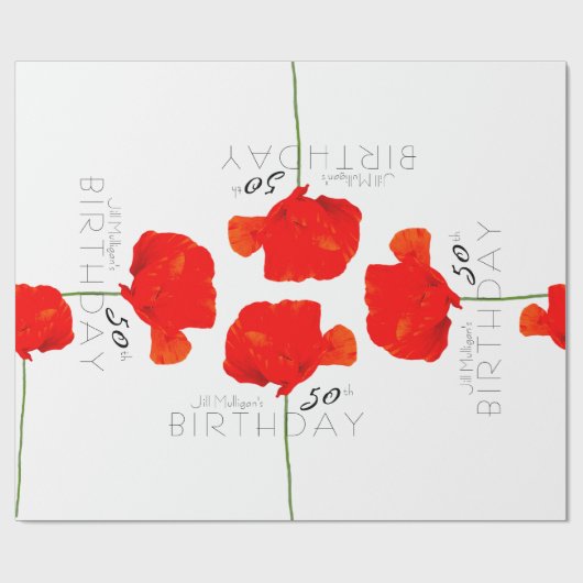 POPPY Collectie 50th Birthday gepersonaliseerde WP Cadeaupapier (Vlak)