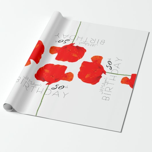POPPY Collectie 50th Birthday gepersonaliseerde WP Cadeaupapier (Uitgerold)