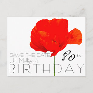 POPPY Collectie 80th Birthday Save the Date Aankondigingskaart