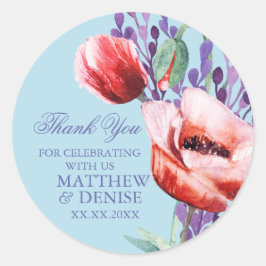 Poppy Collectie met spun Sugar Blue Background C Ronde Sticker