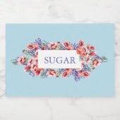 Poppy Collectie met spun Sugar Blue Background Voedselcontainer Etiket (Enkel label)