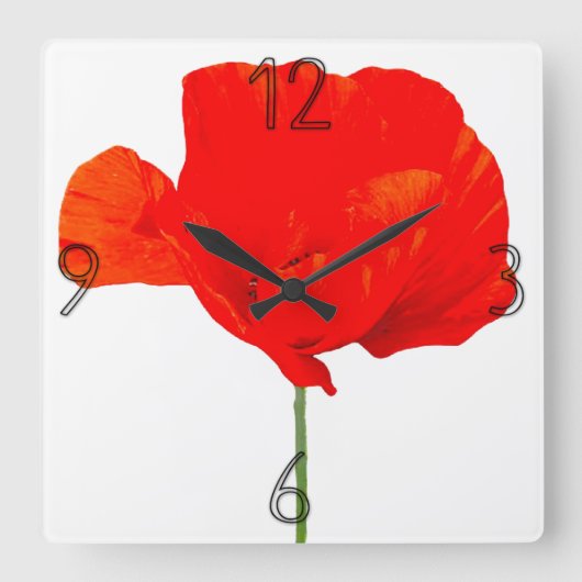 POPPY Collection 06 Wall Clock Vierkante Klok (Voorkant)