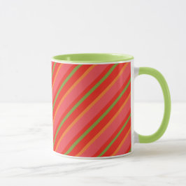 Poppy Colors Snazzy Stripes Ringer Mok
