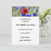 Poppy Cornflower Meadow  Memorial Pocket Keepsake Kaart (Staand voorkant)
