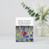 Poppy Cornflower Meadow  Memorial Pocket Keepsake Visitekaartje (Staand voorkant)
