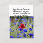 Poppy Cornflower Meadow  Memorial Pocket Keepsake Visitekaartje (Voorkant)