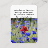 Poppy Cornflower Meadow Memorial Pocket Keepsake Visitekaartje (Voorkant)