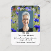 Poppy Cornflower Meadow Memorial Pocket Keepsake Visitekaartje (Achterkant)