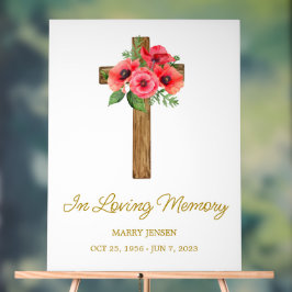 Poppy cross Memorial Funeral Acryl Bord