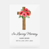 Poppy cross Memorial Funeral Acryl Bord (Voorkant)