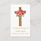 Poppy Cross Memorial Funeral Prayer Card Visitekaartje (Voorkant)