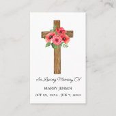 Poppy Cross Memorial Funeral Prayer Card Visitekaartje (Voorkant)