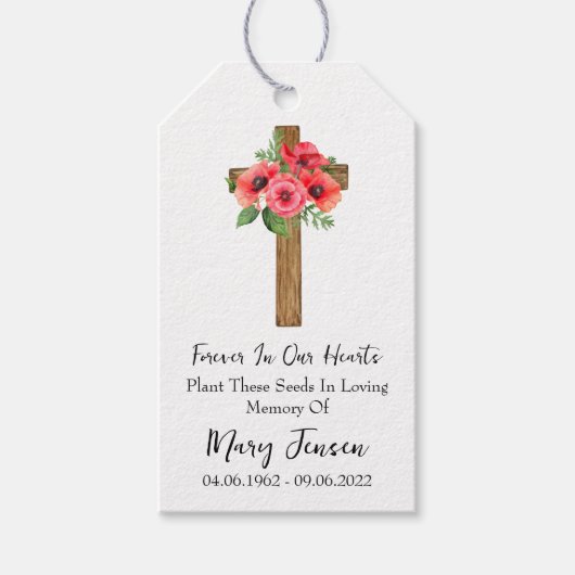 Poppy Cross Memorial Funeral Seed Packet Cadeaulabel (Voorkant)
