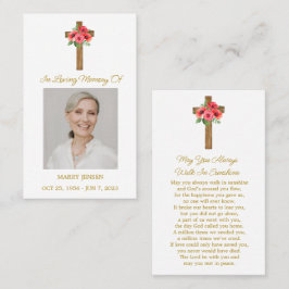 Poppy Cross Memorial Photo Funeral Prayer Card Visitekaartje