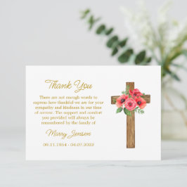 Poppy Cross Sympathy Thank You Card Bedankkaart