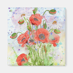 "Poppy Crowd" Magnet