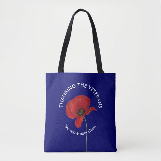 Poppy Dank jullie veteranen Tote Bag (Voorkant)